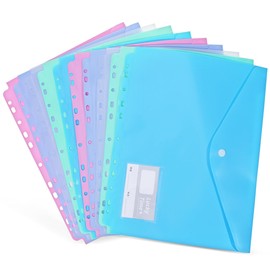 TEHAUX A4 Plastic File Envelopes 10 Pack with Handle Waterproof Document Pouches for Office School Travel Document Storage