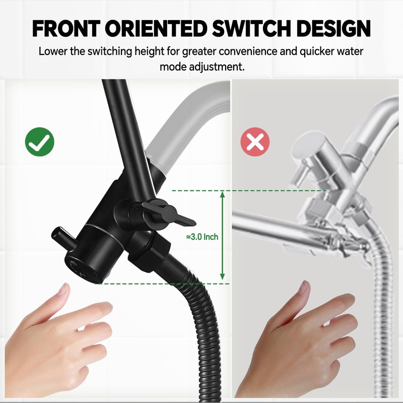 JFJIARUI 13" Shower Heads with Handheld Spray Combo, High Pressure