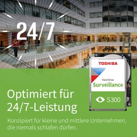 Toshiba 1TB S300 Surveillance HDD - 3.5 Inch SATA Internal Hard Drive Supports up to 64 HD Cameras at a 180TB/Year Workload (HDWT720UZSVA)
