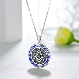 TYSO Masonic Necklace 925 Sterling Silver Freemason Necklace Pendant Masonic Symbol Jewelry Gifts for Women Men