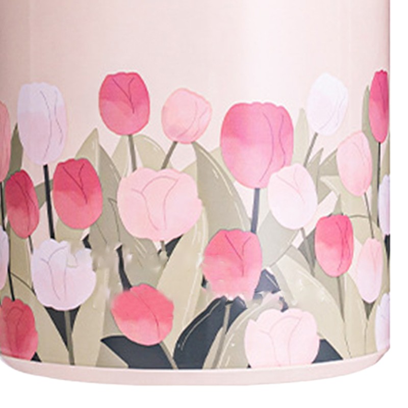 Insulated Food Jar Flower Pattern 450ML Capacity Stainless Steel Portable