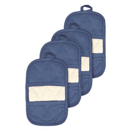Ritz Royale Collection 100% Cotton Terry Cloth Ritz Mitz, Dual-Function Pot Holder / Oven Mitt Set, 4-Pack, Federal Blue