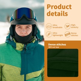 WOWSTAR Balaclava Ski Mask, UV Protection for Men and Women, Skiing, Snowboarding, Motorcycle, Army Green, One size