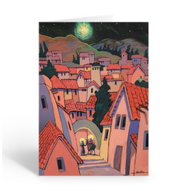 Stonehouse Collection | Journey to Nativity Merry Christmas Cards | 18 Holiday Boxed Cards & Envelopes | Traditional City Town | USA Made (Villagers to Nativity)