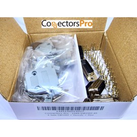 Connectors Pro 4 Sets Crimp Type DB15 Male + Plastic Hoods + Pins D-Sub 15-Pin Crimp On Connector Kit 4 DB15 Male + 4 Hoods + 60 Pins