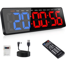 13" Gym Timer Clock, Workout Interval Timer with Remote Control, Count Down & Up Stopwatch, Adjustable Brightness, Large LED Digital Display, Fitness Digital Clock for Home/Garage/Boxing