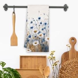 Xmsaitar Rustic Wildflower Kitchen Towels, Farmhouse Vintage Floral Hand Towels for Bathroom, Fall Flower Tea Dish Towels Decor for Kitchen Home Dorm Girly Room 16x24in