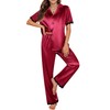 Ekouaer Womens Silk Satin Pajamas Set Button Down 2 Piece