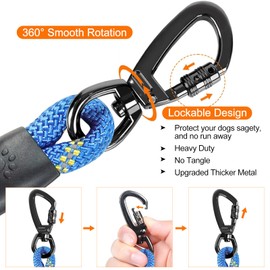 Kdsvakd Rope Dog Lead, Strong Dog Lead With Swivel Lockable Hook And Soft Padded Handle, Durable Dog Leash For Puppy, Small, Medium, Large Dog Camping Walking (Blue, 16ft)