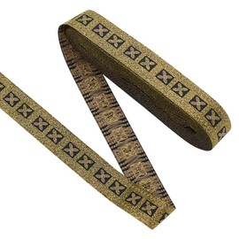 FINGERINSPIRE 10.94 Yards Black Gold Vintage Jacquard Ribbon 1inch Wide Jacquard Ribbon Ethnic Style Polyester Floral Woven Trim for DIY Sewing Crafting Home Decor Gift Wrapping Garment Accessories