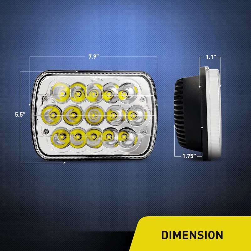 Nilight - 20015H LED Headlights 2Pcs 45w 7x6 5x7 Rectangular