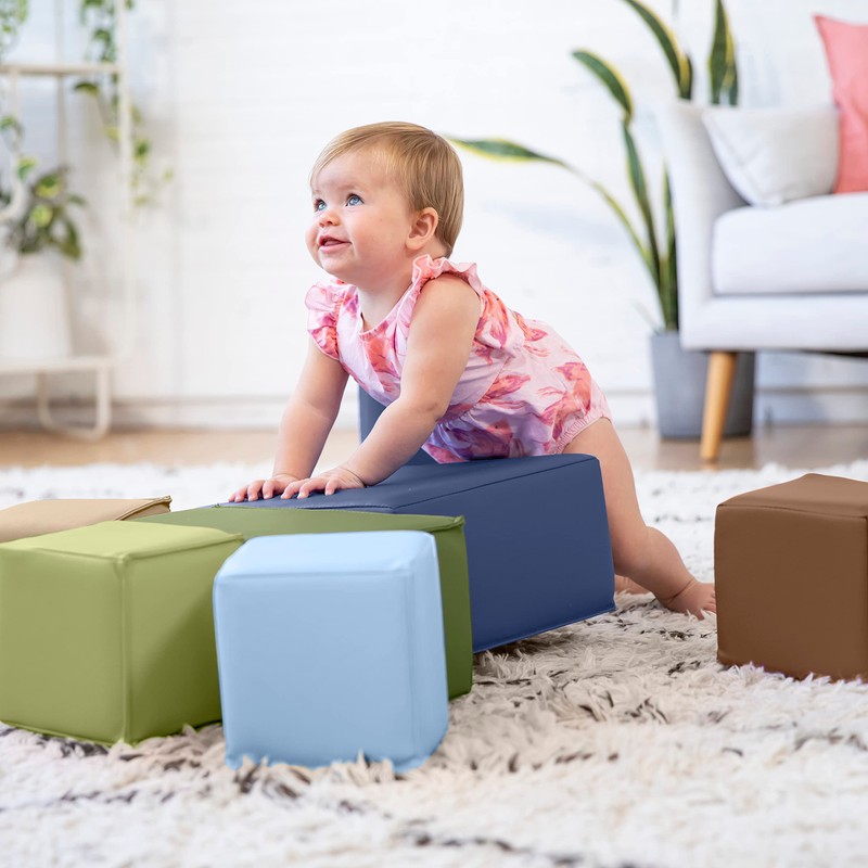 ECR4Kids SoftZone Patchwork Toddler Blocks - Earthtone