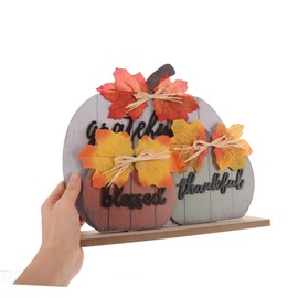Levemolo Wooden Pumpkin Ornament Decorations for Home Rustic Fall Decor Pumpkins for Decorating Pumpkin Decorations Thankful Table Decor Thankful Grateful Blessed Table Decor Grateful Sign