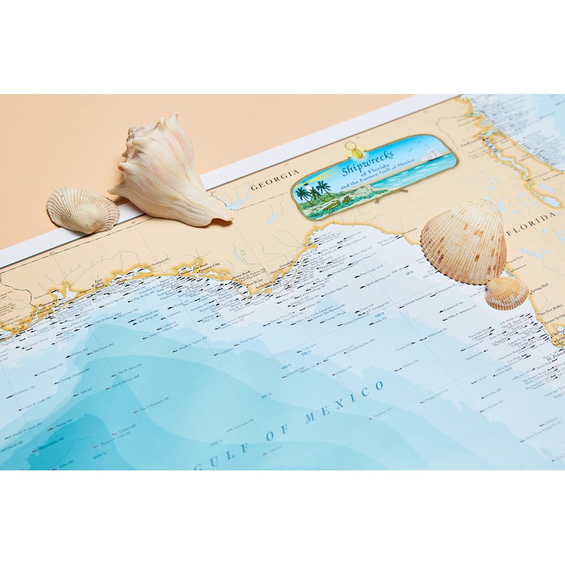 Beautiful Shipwreck Map of Florida and the Eastern Gulf of