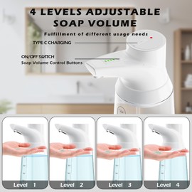 Summon The Elves - Paquete de 2 dispensadores automáticos de jabón líquido sin tacto, 4 niveles ajustables de color blanco, moderno dispensador de jabón de manos para baño, 700 ml, sensor de