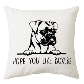 Sidhua Hope You Like Boxers Dog Themed Pillowcase Decorations for Home, Funny German Boxer Dog Love Throw Pillow Cover 18”x18”, Boxer Dog Lover Gifts, Boxer Mom Gifts