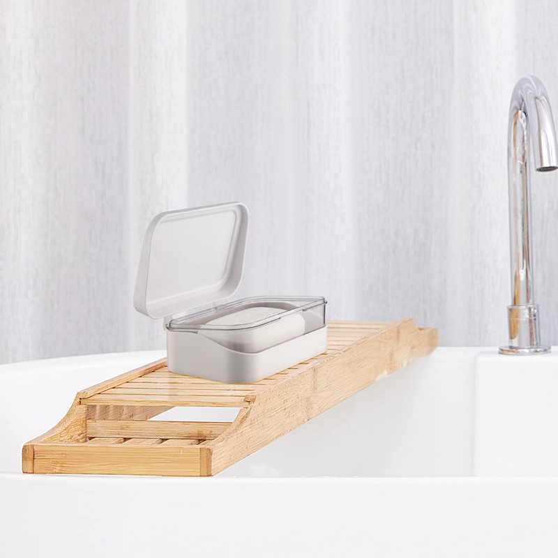 Operitacx Soap Container with Lid and Removable Drainer Portable Plastic