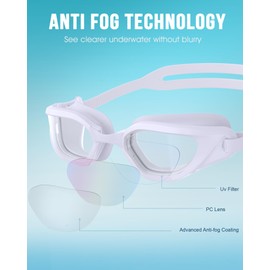 Zeligerstar Swimming Goggles, Goggles Swimming Adult with 3 Sizes Nose Bridges, Anti-Fog UV Protection No Leaking Adjustable Swim Goggles for Men Women Junior