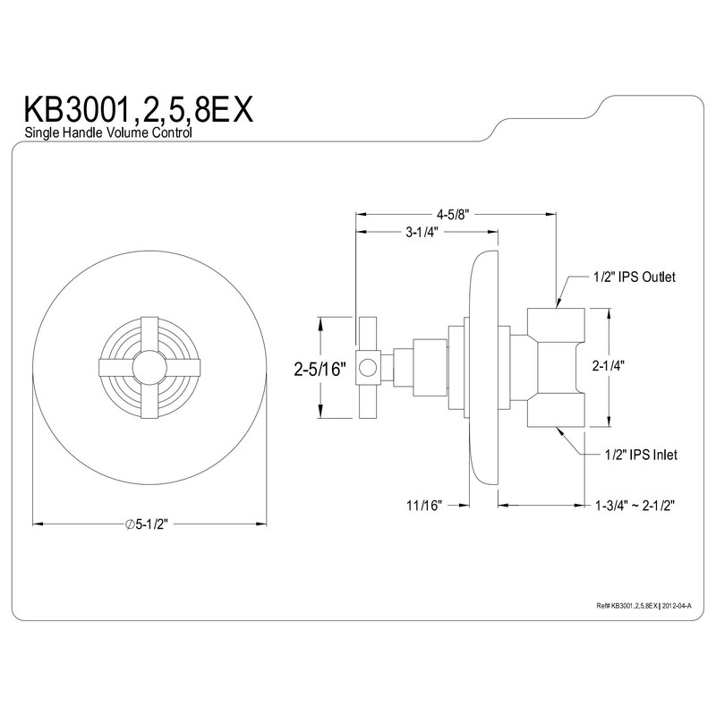 Kingston Brass KB3002EX Volume Control, Polished Brass