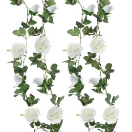 Felice Arts - Paquete de 2 guirnaldas de rosas artificiales de color crema, para colgar en la mesa, para boda, arco, jardín, decoración de tipi
