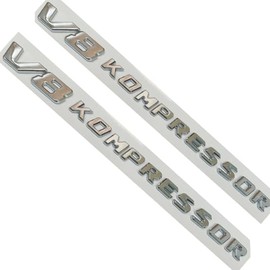 2PCS Chrome Compatible with Car V8 Kompressor Letters Side Adhesive Nameplate Logo Emblem Decoration Modified Sticker