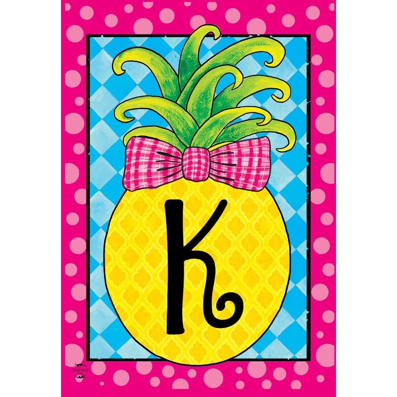 Pineapple Monogram Letter K Garden Flag Everyday Briarwood Lane 12.5"