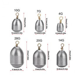 Elionless Fishing Sinkers, 12pcs Sea Fishing Weights Iron Sinker Fishing Tackle Accessories for Saltwater Freshwater, 6 Sizes