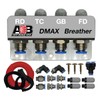 Universal 4 Port / 4 Point Diff Breather Kit Red