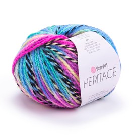 YarnArt Heritage - Hilo de lana abigarrada - Mezcla suave de peso medio para suéteres, cárdigans, bufandas y sombreros - tela cálido de invierno y fibra de ganchillo (342)