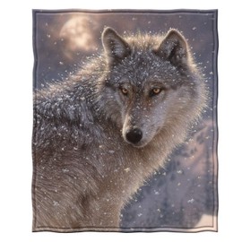 Dawhud Direct Lone Wolf Super Soft Full/Queen Size Plush Fleece Blanket, 75" x 90"