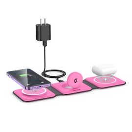 Wireless Charger 3 in 1,RTOPS Magnetic Travel Wireless Charging Station Multple Devices,GaN 3 in 1 Charging Station,Compatible for iPhone16/15/14/13/Pro/Max,iWatch,AirPods4/3/2/Pro(Adapter Includes)