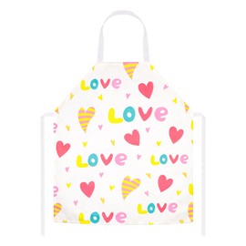 TOPWAYS Kids Aprons, Cute Cartoon Kitchen Cooking Baking Apron for Boys and Girls, Children's Apron for Art Painting Gardening (love hearts)