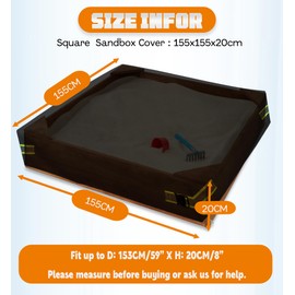 OUTTDID Square Sandbox Cover, 420D Garden Waterproof Sand Pit Cover Dustproof Protection Sandpit Pool Cover Black Sand Box Canopy with Drawstring Avoid the Sand and Toys Contamination - 155CM
