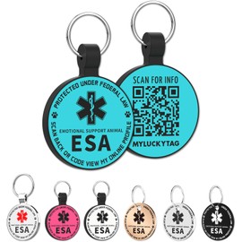 MYLUCKYTAG QR Code ESA Emotional Support Dog ID Tag - Pet Online Profile - Scan QR Receive Instant Pet Location Alert Email
