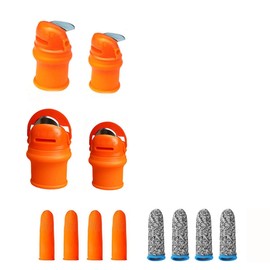 CrongeFul 12pcs Silicone Thumb Knife Gardening Tool Set for Harvesting, Plant Fruit Picking, Trimming, Thumb Cutter for Finger Protection（Flat & Tilt B