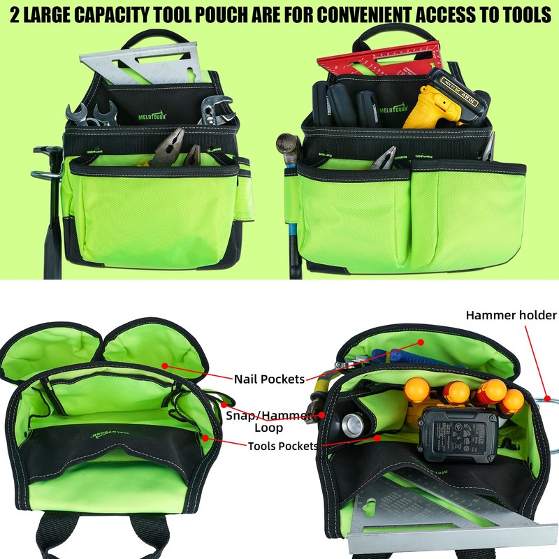 MELOTOUGH Reflective Safety Tool Belt with Suspenders Tool Bag Supenders