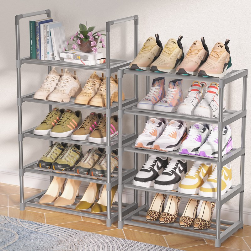 OYREL 10-Tier Metal Shoe Rack, Narrow Shoe Rack Organizer, Sturdy