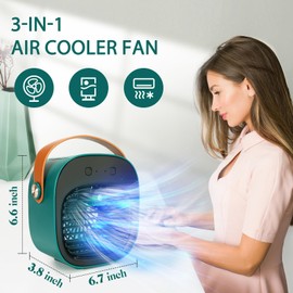 Portable Air Conditioners, 5200mAh Rechargeable Mini Air Conditioner Fan, 3 Wind Speeds Quiet Personal Small Desk Air Cooler Fan for for Bedroom, Car, Home, Camping, Travel, and Office
