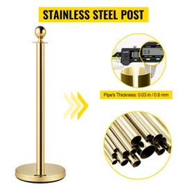 Vevor Velvet Ropes and Posts 4 Pcs, 3 Red Velvet Rope 5 ft, Stanchion Post with Ball Top, Crowd Control Barriers Gold Stanchions, Red Carpet Poles, Crowd Control Ropes and Poles for Party Supplies
