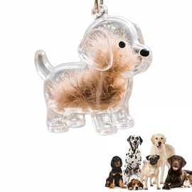 GROTOLY 2025 Dog Hair Collector Keychain Charm Memorial Storage Box,Pet Hair Memorial Keepsake,Transparent Dog Hair Keychain for Pet Lovers