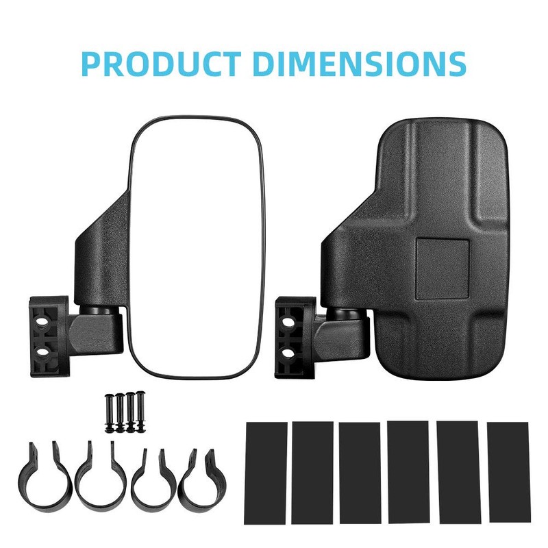 UTV Side Mirrors with 1.75" -2" Roll Bar Cage, UTV