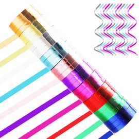 Pendant of Luck 30 Rolls Glossy Metallic Curling Ribbons for Xmas Crafts Bows Present Wrapping Florist Wedding Party Festival Art Craft Decor, 11 Yards Per Roll, 3/16 Inch Wide