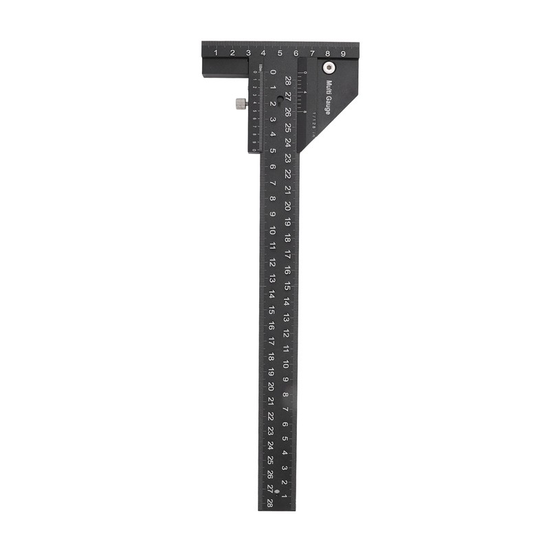 Multifunction Woodworking Ruler Aluminum Alloy T Shaped Black Measuring Marking