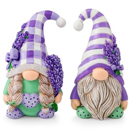 Shappy 2 Pcs Lavender Gnomes Decor Purple Gnomes Decorations for Home Gnome Gifts Lavender Figurine Table Gnome Ornaments Spring Summer Lavender Gnome Decorations Gifts for Home (Lavender Style)