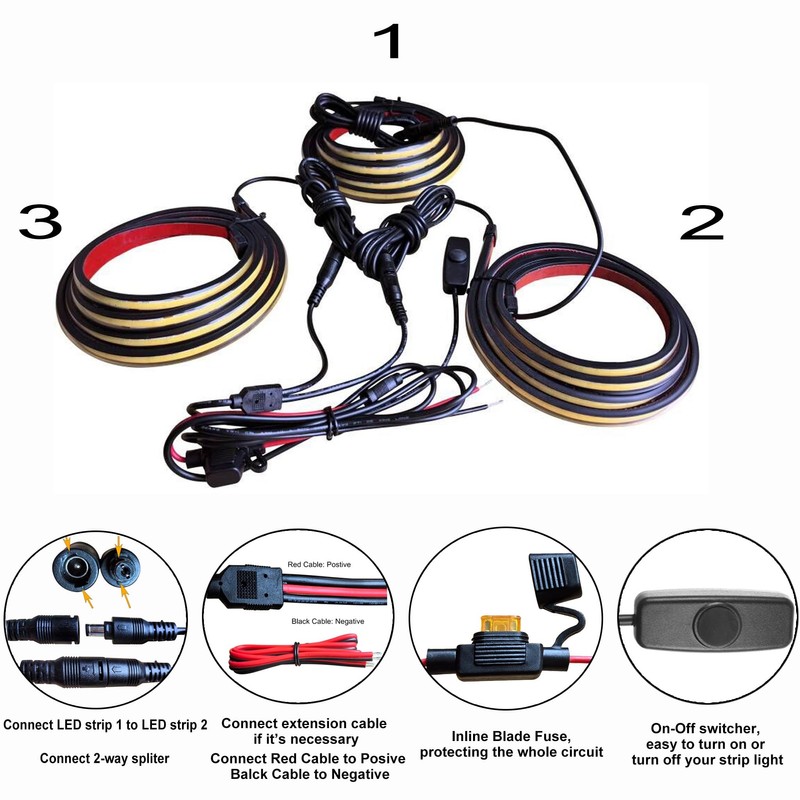 AUTUNEER LED Truck Bed Lights, 3Pcs 60Inch 12V 6500K White
