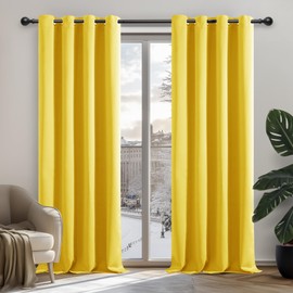 Deconovo Deconovo Thermal Insulated Eyelet Blackout Curtains for Bedroom 46 x 54 Inch Mellow Yellow 2 Panels