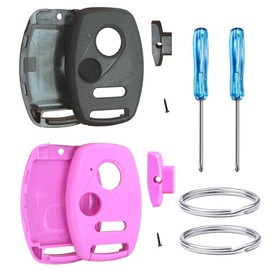 Rilnaewn Replacement Keyless Entry Systems for Honda Key Fob Shell Case Fits for Honda Accord/Civic/CR-V/Fit/Odyssey/Pilot/Ridgeline/CR-Z Remote Key (2+1 Button 1Black+1Pink)