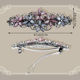 2 PCS Diamante Hair Clips for Women Elegant Rhinestones Hair Barrettes Thick Hair Sparkly Glitter Fashion Flowers Hairpin French Style Vintage Hair Accessoires for Women and Girls (blue, small)