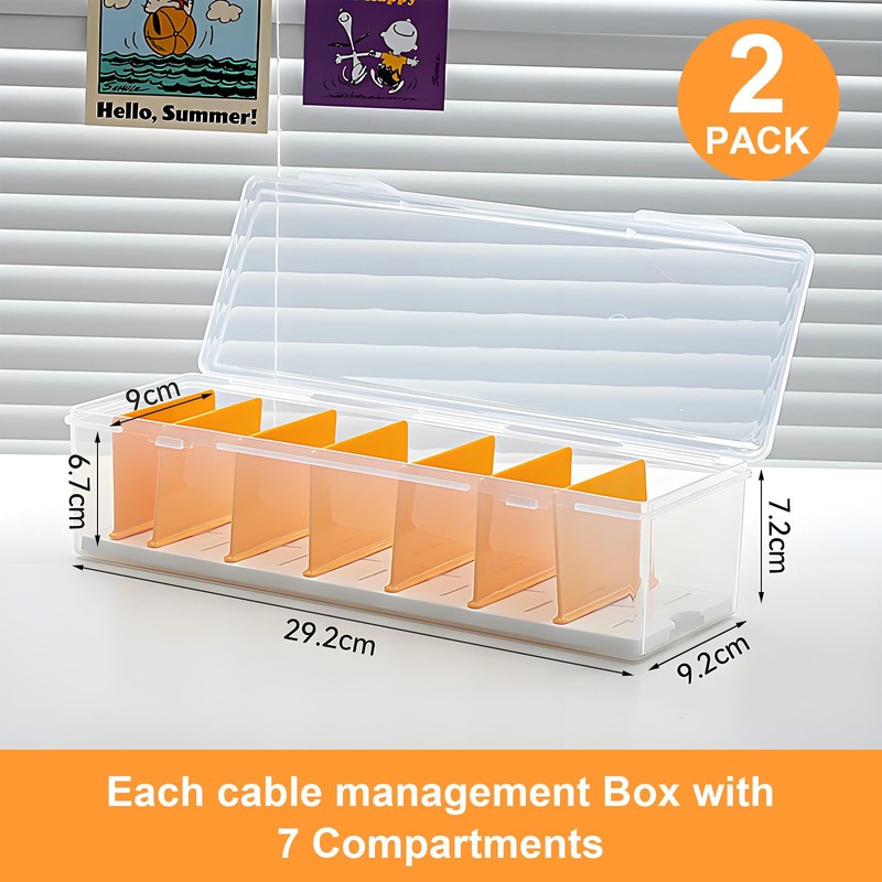 Cable Tidy Box with Lid, 2 Pcs Cable Tidy Management
