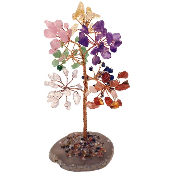 MINA HEAL Crystal Gemstone Money Tree for Chakra Healing Feng Shui Good Luck, Wealth and Prosperity